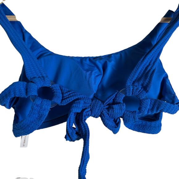Becca Jocelyn Blue Ribbed O-Ring Two Piece Bikini Swimsuit Set Size Small - Picture 9 of 15